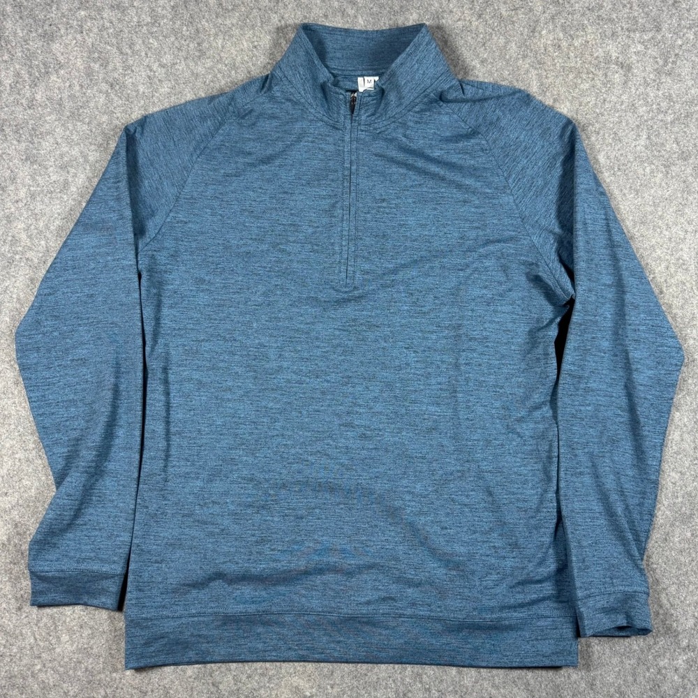 State & Liberty Quarter Zip Pullover Mens M Blue Heather Athletic Fit Stretch